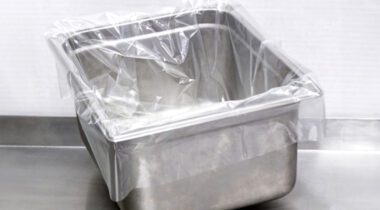 empty square deep pan with plastic liner
