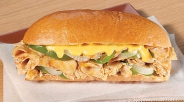 advance chicken, onion and green pepper sandwich