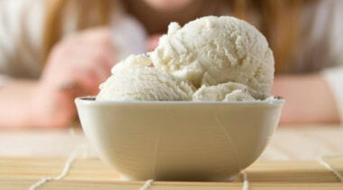 bowl of vanilla ice cream