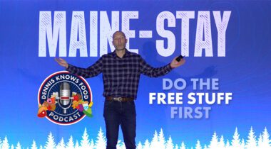 do the free stuff podcast graphic, man on stage