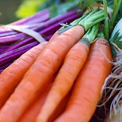 carrots and chard, bundles with leaves