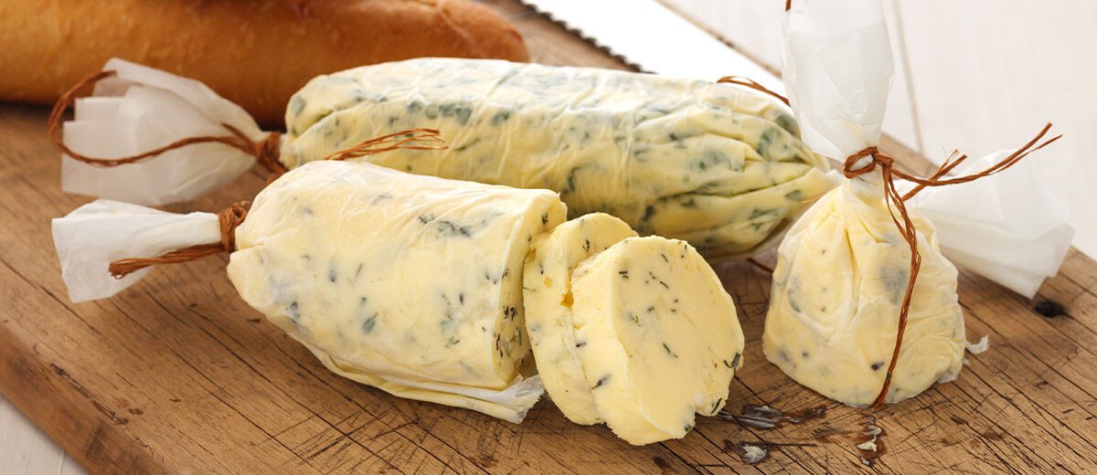 seasoned butter tubes wrapped in papper
