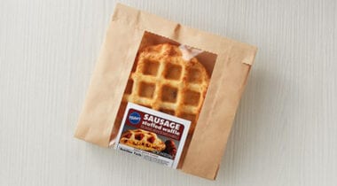 sausage egg and cheese stuffed waffle