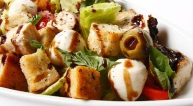 rustic panzanella salad with chicken