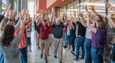 excited cheering crowd