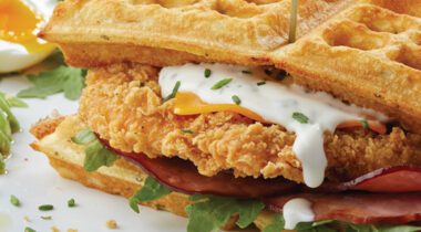fried chicken waffle sandwich